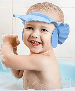 ROOT ENTERPRISE Baby Shower Cap Adjustable Safe Soft Bathing Baby Shower Children, Baby Bath Cap Shower Protection For Eyes And Ear, Bathing Shower Cap, Baby Bath Cap (Pack of One - Multi color)