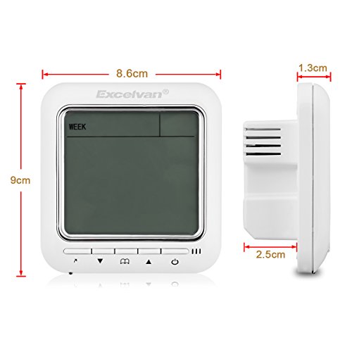 Excelvan Raumthermostat Digital Thermostat LCD Display Frostschutz Temperature Controller für Wandheizung Weiße Hintergrundbeleuchtung - 3