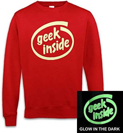 Geek Inside (glow In The Dark) Sweatshirt - Fire Red XX Large (52" Chest)