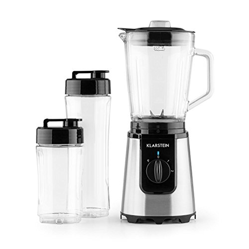 Klarstein • Shiva • Standmixer • Küchenmixer • Smoothiemaker • Blender • 350 Watt • Edelstahlklingen • 0,8 Liter Glaskrug (geschmacksneutral) • 2 Mixerbecher aus Kunsststoff (BPA-frei) • 2 Geschwindigkeitsstufen • Puls Funktion • Verschlussdeckel • schwarz - 4