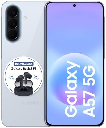 Samsung Galaxy A57 5G, 128GB, 3 anni di Garanzia, Smartphone sottile, Cerchia e Cerca, Gomma Oggetto, Volto Migliore, Tripla Camera, IP68, 5.000 mAh, Awesome Icyblue [Versione Italiana]