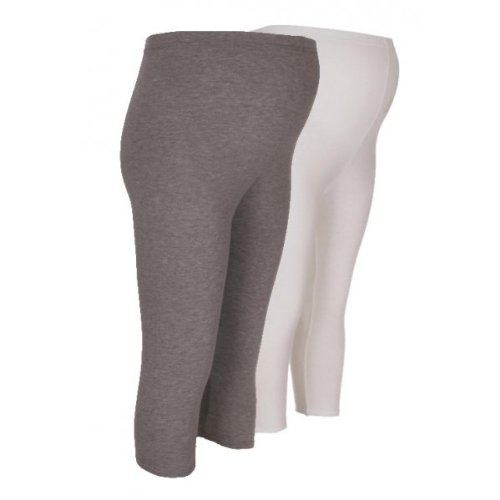Heavenly Bump Maternity Crop Leggings - Grey Marl / White ( 2 Pack) M