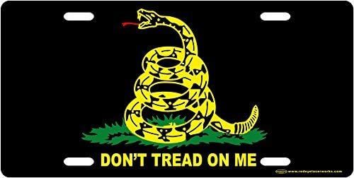 Don't Tread on Me Black License Novelty Plate Tag from Redeye Laserworks