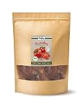 ➤ ¿CÓMO? | Las mitades de tomates ecológicos se pueden usar de varias maneras en la cocina italiana y mediterránea. ¡Como aperitivo clásico, condimentados con aceite de oliva, en ensaladas y vinagretas o para pizzas y en salsa de tomate y pesto caseros!