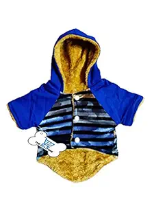 The DDS Store Coat for Dogs Cats Clothes Puppy Warm Hoodie Cats Jumpsuit Soft Cozy Pet Jacket (12 Inch, Multi Color Blue)