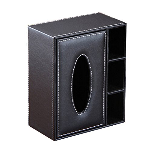 RayMoon Multifunktional Speicherabteil Leder Schreibtisch Organizer Box für Haus Büro Schwarz - 2