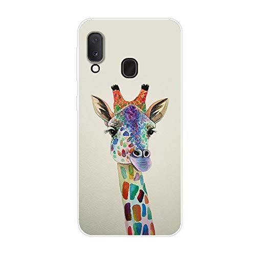 Aksuo Funda For Samsung Galaxy A20e , TPU Anti-Rasguño Anti-Golpes Cover Protectora Transparente Claro Caso Slim Silicona Case - Hermosa Cabeza de Ciervo