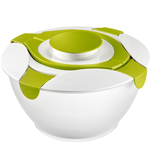 Westmark Salatbutler/-schüssel mit Tragegriffe und Dressing-Behälter, Fassungsvermögen: 6,5 Liter, Kunststoff, Praktika, Transparent/Apfelgrün, 2422227A