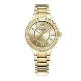 Man-hj Damen Quarzuhr Kristall Design Damen Armbanduhren Relogio Feminino Uhren (Color : Light-Gold)