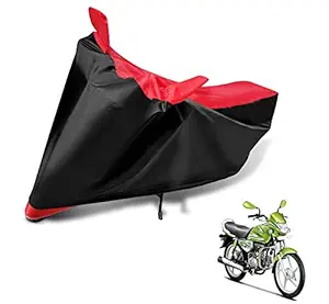 Euro Care Waterproof Bike Body Cover Compatible with Hero HF Dawn/HF Deluxe/HF Deluxe Eco -(Fabric:-Polyester, Color:-Black/Red)