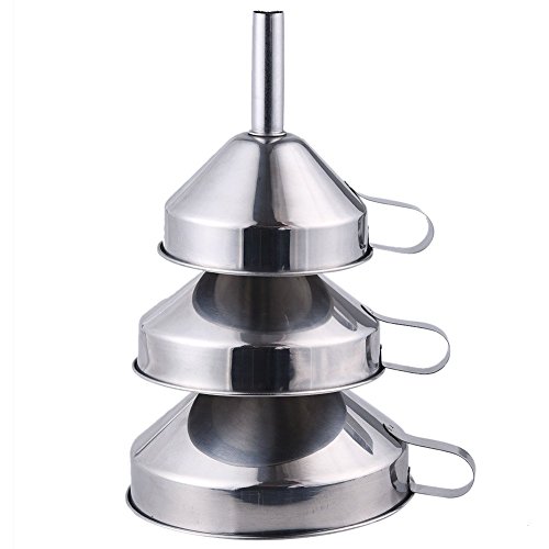 3 Stück Edelstahl Trichter Trichterset Einfülltrichte Küchenhelfer 10cm/12cm/14cm