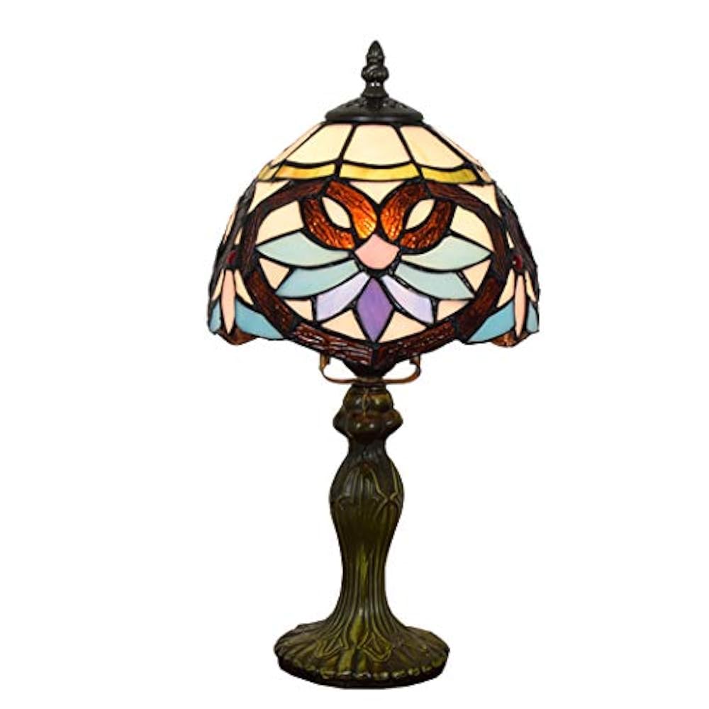 YJFFAN Home Modern Einfache Tischlampe, Retro Tiffany 8-Zoll-Buntglas Augenschutz Lampenschirme Schreibtisch Leuchten, Leselampe E27 (Glühbirnen Nicht Enthalten)