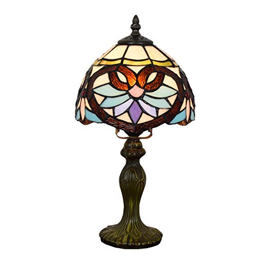 YJFFAN Home Modern Einfache Tischlampe, Retro Tiffany 8-Zoll-Buntglas Augenschutz Lampenschirme Schreibtisch Leuchten, Leselampe E27 (Glühbirnen Nicht Enthalten)