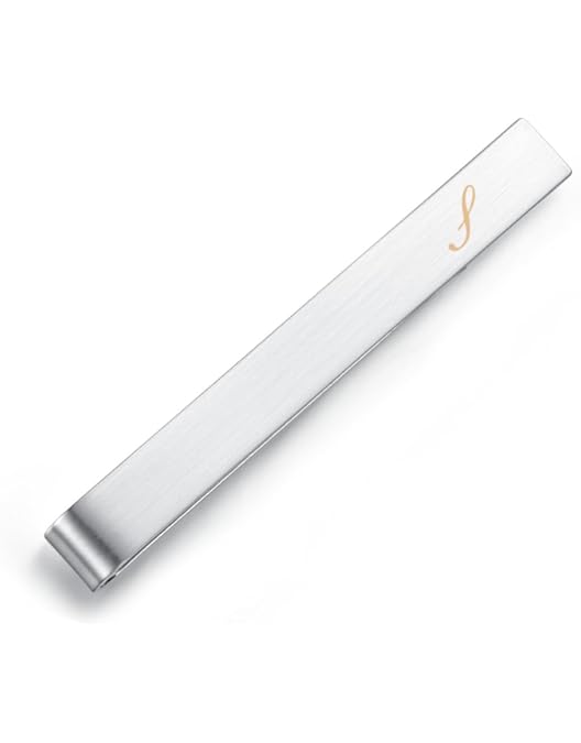 thumbnail image 2 of AMITER Mens Classic Tie Clips For Men Silver Initials D Tie Bar Skinny 2 of 10