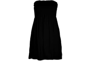 BSBAAA FASHIONS® Womens Sheering Top Oversized Strapless Boob Tube Gater Bandeau Elasticated Bust - Ladies Plain Beach Summer Mini Dress Boobtube Top Plus Size S-XL