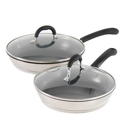 ProCook Gourmet Steel Frying Pan with Lid Set 24cm and 28cm