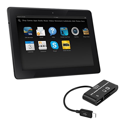 kwmobile 3in1 Micro USB OTG Kabel Adapter für Amazon Kindle Fire HD 7 (2014) - Card Reader Tablet Kartenleser Anschluss für USB 2.0 / SD Karte / Micro SD Karte in Schwarz