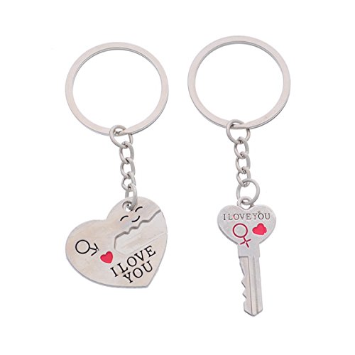 HOUSWEETY Partner Schluesselanhaenger Liebe Verlobung Hochzeit I Love you Partner Kette - 2