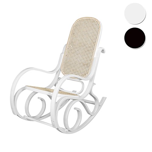 Due-Home - Mecedora sillón balancin, acabado en Blanco Brillo Lacado, medidas: ? 92,5 ? 67 ? 11,5 cm