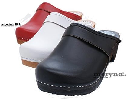 Women Hand Made Clog Wooden-sole, genuine leather P1