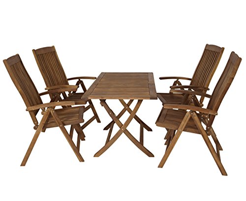 Klappgarnitur MARACANA 5-teilig (4x Sessel Hochlehner, 1x Tisch 70x120cm), Akazie gelt, FSC-zertifiziert Klappgarnitur MARACANA 5-teilig (4x Sessel Hochlehner, 1x Tisch 70x120cm), Akazie gelt, FSC-zertifiziert