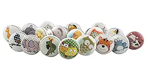 Indian-Shelf Handcrafted Vocalforlocal Decorative Pack of 6 Assorted Fauna Design Kids Door Combo knobs Drawer Pulls Dresser Handles Mix Combo(1.5 Inches)