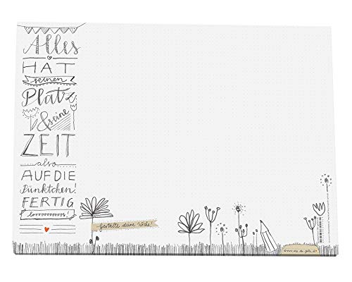 Eine der Guten Schreibtischunterlage A3 aus Papier zum Abreißen, weiß mit Punkteraster & Blumen Design, 30 x 42 cm, 25 Blatt Schreibunterlage Abreißblock, Recyclingpapier