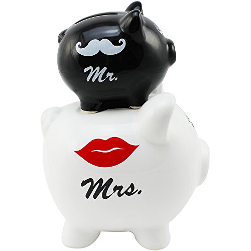COM-FOUR® Doppel-Sparschwein „Mr. & Mrs.“ aus Keramik, ca. 14 x 20 cm - 5