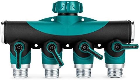 STARS100 Garden Hose to Shut Off Valve Connect Outside Spigot Friendly Faucet Extension, 3 Rubber Washers Set, 3 Years of Full Guarantee - Ergonomic Aesthetic and Highly Durable (4 Way Garden Hose)