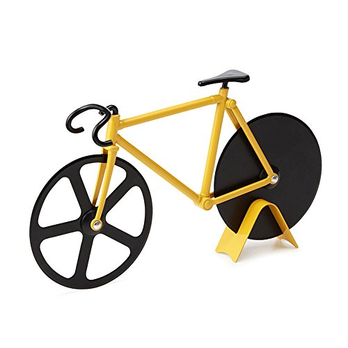 AIU Pizzaschneider Edelstahl Fahrrad Pizzaschneider -Gelb