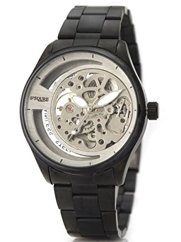 Alienwork Ssqure mechanische Automatik Armbanduhr Skelett Automatikuhr Uhr silber schwarz Metall 40017G-01 Alienwork Ssqure mechanische Automatik Armbanduhr Skelett Automatikuhr Uhr silber schwarz Metall 40017G-01