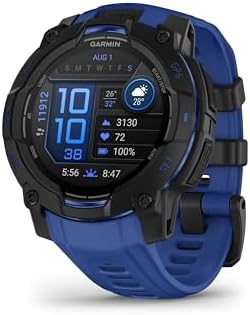 Garmin Instinct 3, Smartwatch, 45mm, Display AMOLED 1,2", Lunetta in metallo, GPS Multi-band, 10ATM, Torcia LED, 90+ App per lo Sport, Pay, Autonomia 18 giorni, Bolt Blue