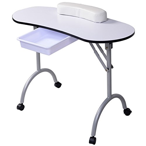 FDS Portable Nail Beauty Table Manicure Desk Nail Art Workstation (White)