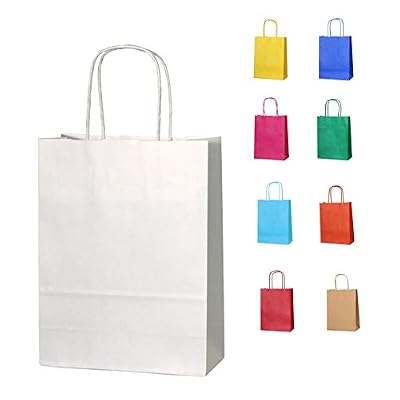 Thepaperbagstore 5 Blanc Petits sacs en papier avec poignées