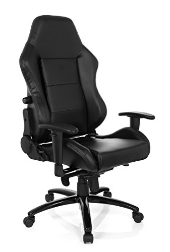 hjh OFFICE Executive Gaming Chair, Cuir, Black, 50 x 48 x 134 cm