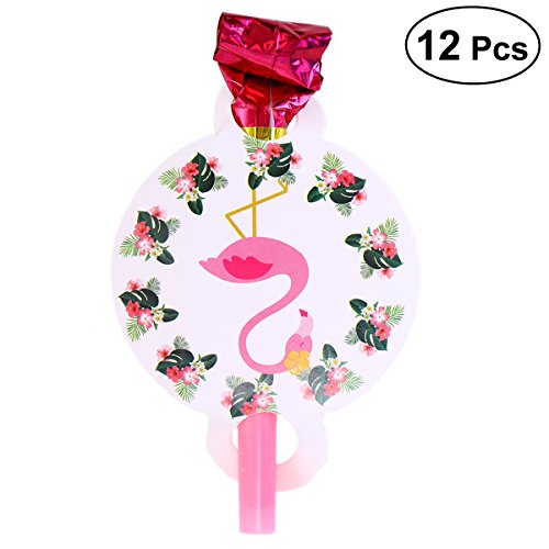 Preisvergleich Produktbild BESTOYARD 12pcs Partytröten Tröten Whistle Luftrüssel Party Noisemakers Spielzeug (Flamingo)