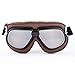 Produktbild nawenson Retro Motorrad Goggles gepolstert Leder Weich Braun Vintage Aviator Pilot Cruiser Steampunk Motocross Racing Brillen ATV Bike UV-Schutz, silber