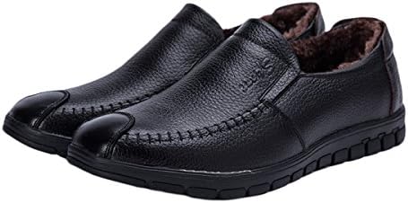 KYFW Winter Men Leather Shoes Suits Business Inside The Increase Warm Casual Shoes Pointed England Men's Shoes,Black-38