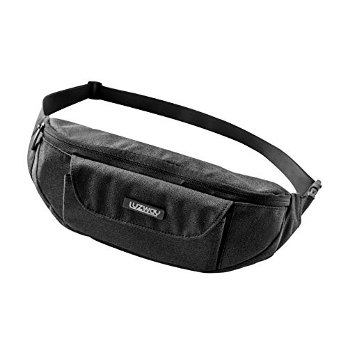 LUZWAY Riñoneras Hombre y Mujer Impermeable con Correa Ajustable de 120 cm,Gran Capacidad para Teléfono DE 6.5 Pulgadas/Llaves/Gafas, Viajar/Correr/Moto/Bici/Acampada/Comprar[Negro]
