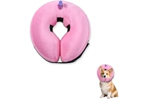 Bieiyhe Halskrause Aufblasbar Rosa Hunde Schutzkragen Weich Halskrause Katze Ring Hundekragen Leckschutz Hund Soft Schutzkragen Hund Einstellbar Wiederherstellung Halsband für Operation