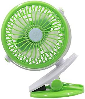 Flypro 360º Rotation Clip-on Mini Portable Battery Fan Personal Handheld USB Desktop Fan for Baby Stroller Home Office Outdoors Travel Camping (Green)