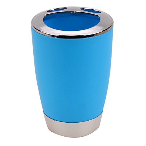 6tlg Badset Badezimmer Zubehör Bad Accessoire Set Badgarnitur Klobürste Seifenspender Zahnputzbecher Seifenschale Schwingdeckeleimer Blau - 4