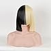 Produktbild royalvirgin 30,5 cm Zwei Ton kurz gerade bob Perücke Halloween-Kostüm Spielen Haar Perücke mit gerade Pony (schwarz/blond)