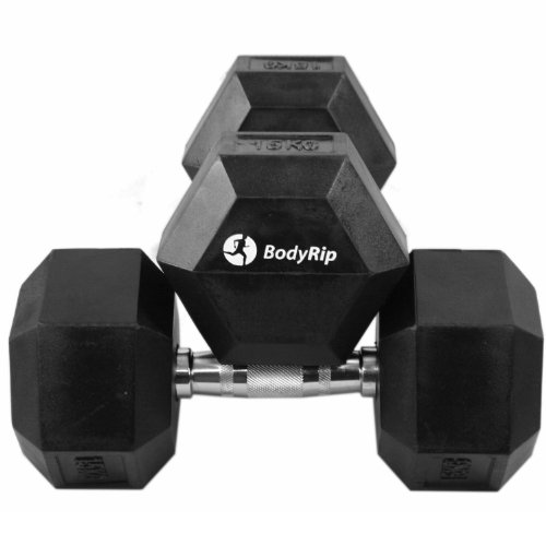 Bodyrip Hanteln, gummibeschichtet, sechseckige Gewichte, 10kg, ergonomisch, 2 Stück - 2
