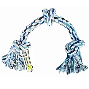 Pet Monastry 3 Knot Durable Cotton Interactive Rope Chew Teething Fetch Toy (Color May Vary)
