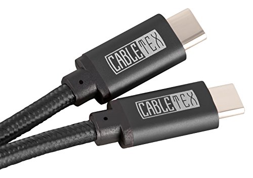 USB C Kabel auf USB 3.0 Typ C 1M Ladekabel Nylon Textilkabel Datenkabel für USB 3.1 Computer und Smartphones wie Nexus 5X, 6P, OnePlus 2, OP 3, HTC 10, MacBook Pro und viele mehr – SCHWARZ - 3