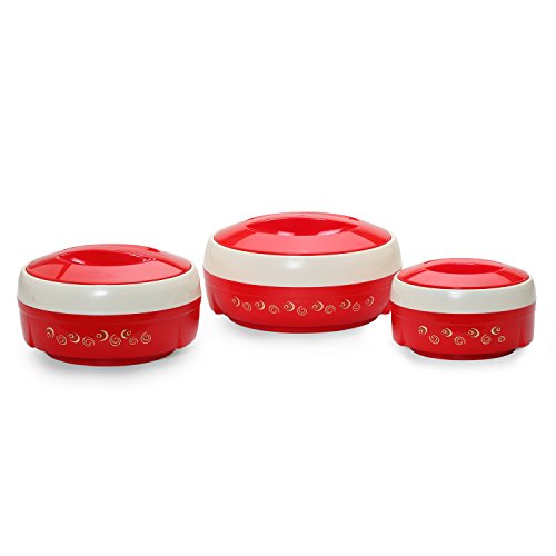 Cello Ultra Insulated Hotpot, Set of 3, Red