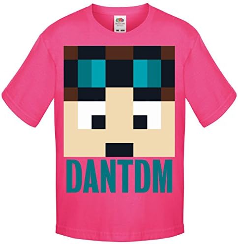 Dan TDM Or Stampy Cat Short Sleeve T-Shirt Boys Girls Unisex Top (12-13 Years, Dan TDM Pink)