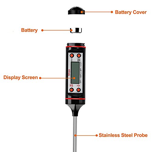 Küchen-Thermometer Kochen Thermometer BBQ Thermometer Lmmersion Thermometer Läglich lesen Mit langer Sonde, Starlotus LCD Bildschirm Korrosionsschutz, Ideal für Braten, Kochen, BBQ, Backen, Babynahrung, Badegewässer - 3