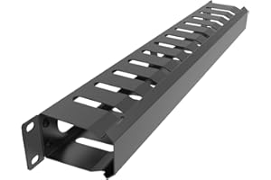 JINGCHENGMEI All Metal 1U 19 Inch Server Rack Wire Management System-Horizontal Rack Mount 12 Larger Slots Cable Manager (AHMMA1U12S, Black)